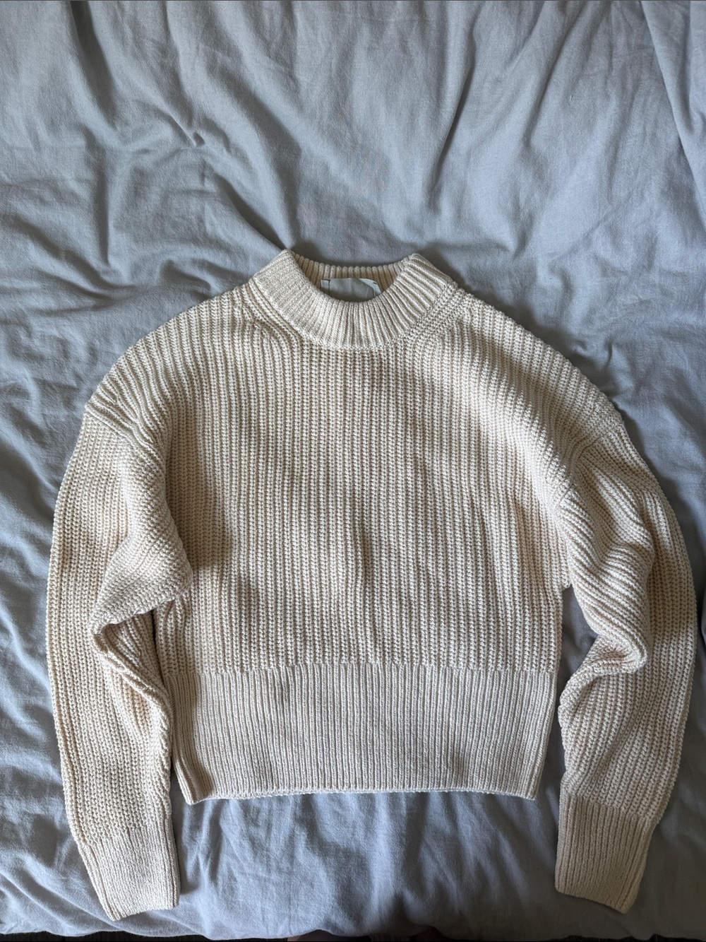 Everlane Cream 100% Organic Cotton Cropped Sweater